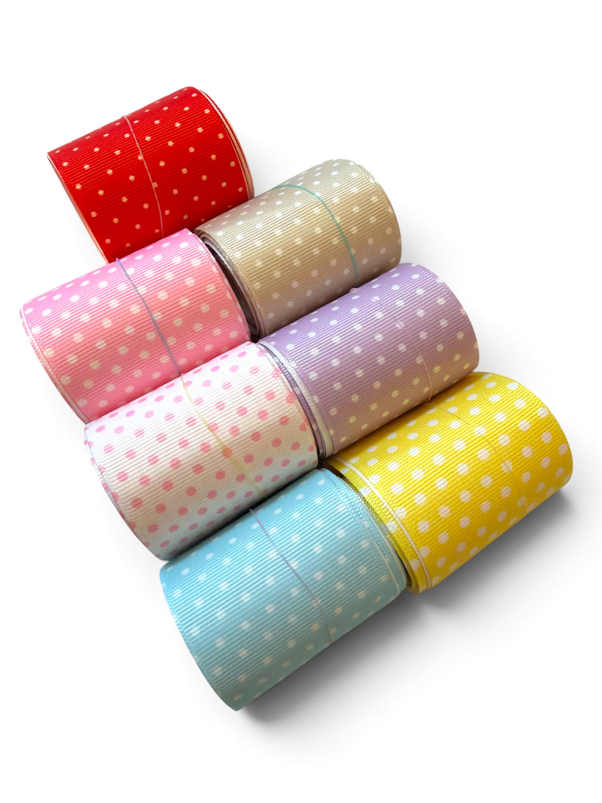 21 Yards 5cm/2in wide Pastels Polka Dots 3 yards of each color
