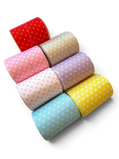 21 Yards 5cm/2in wide Pastels Polka Dots 3 yards of each color