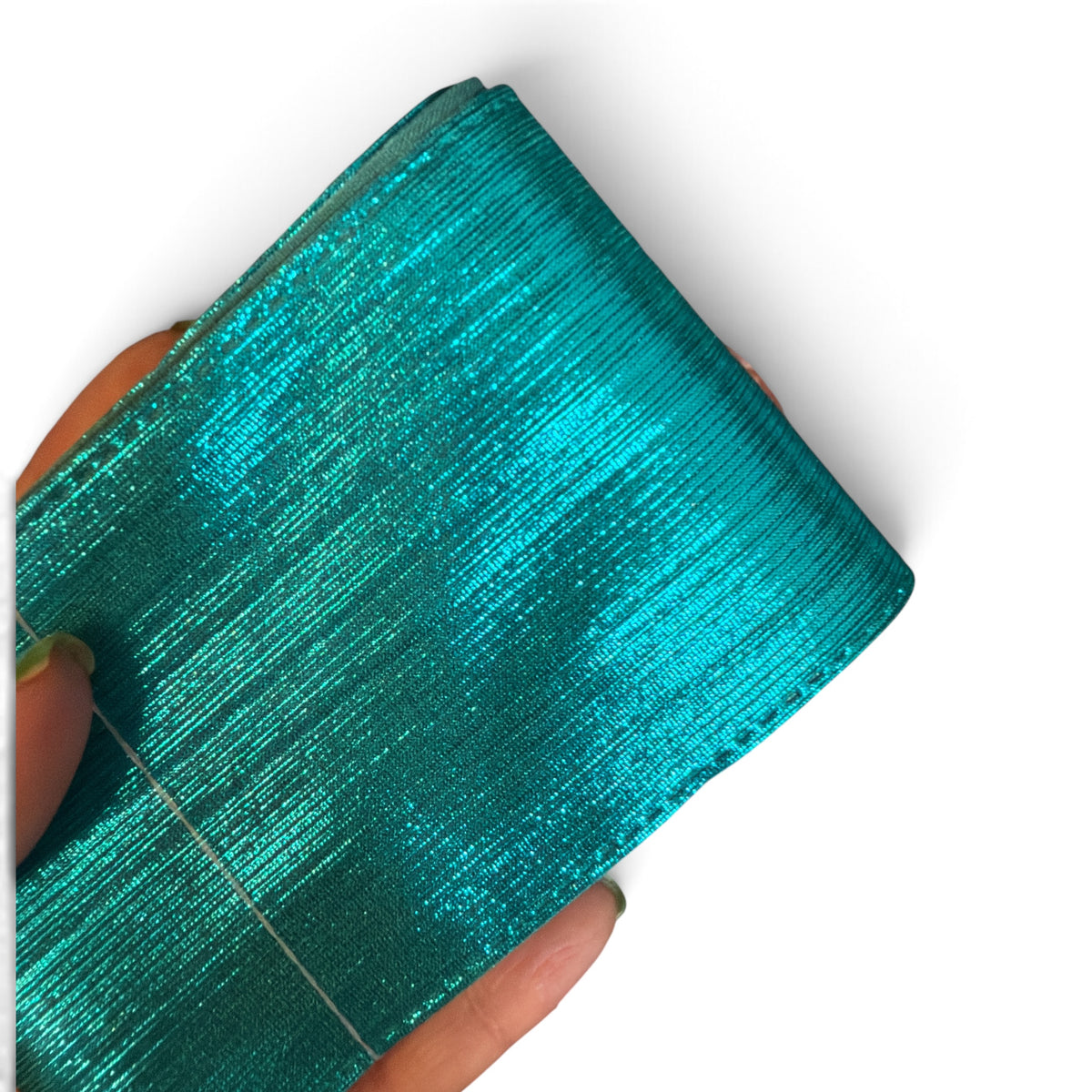 1 yard Ocean Turquoise Rain Metallic Ribbon 7.5cm/3inch RN3-35