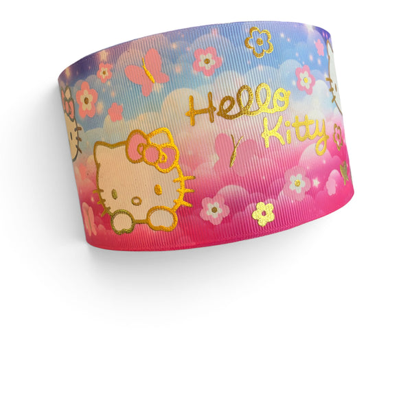 3 yards -7.5cm (3inch) Foil Ribbon Cloudy Hello Kitty