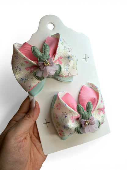 Set of 2 Bows Coquette Bunny Pairs