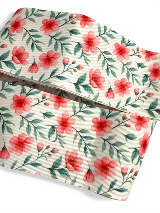 3 yards -7.5cm (3inch)  Cherry Blossoms Ribbon