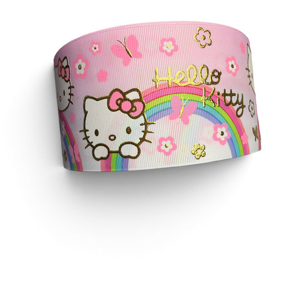 3 yards -7.5cm (3inch) Foil Ribbon Rainbow Hello Kitty