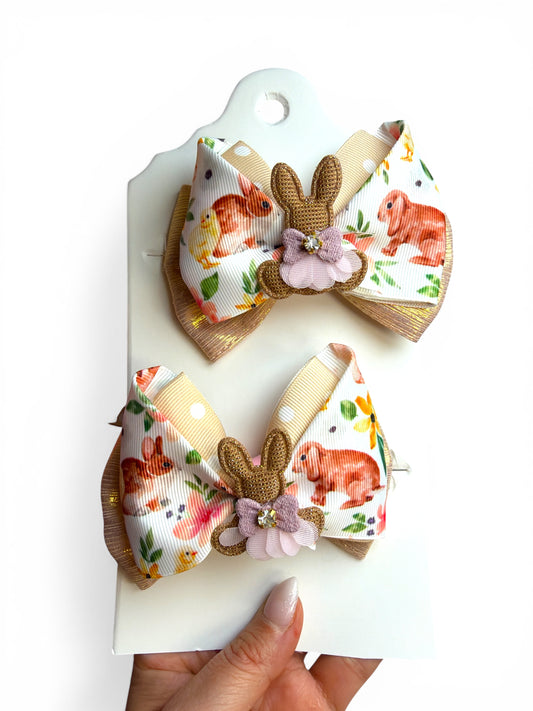 Set of 2 Bows Bunny Garden Pairs