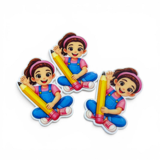 3 Resins 5cm- Teacher Pencils Shiny  Epoxy Finish CHAR-07