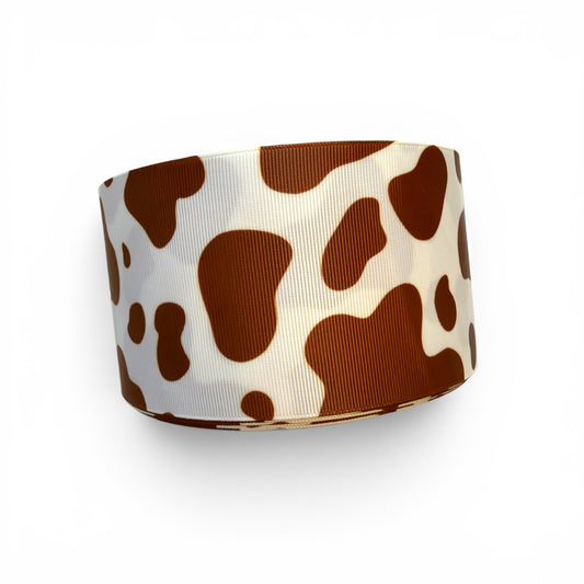 3 Yards Brown Cow Print  7.5cm /3inch Ribbon Printed Grosgrain