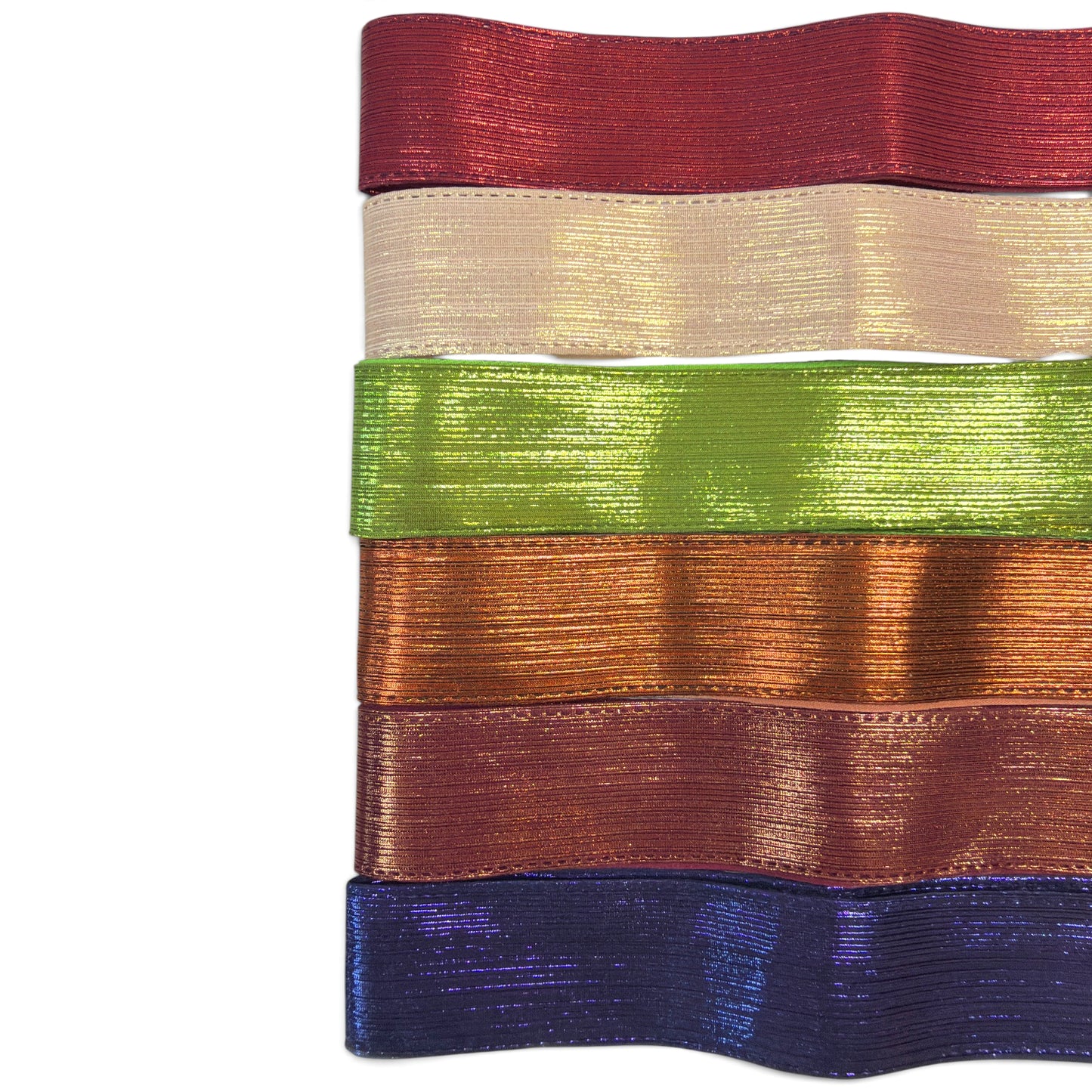 6 yards SET Warm Tones - 1 yard of each color. Ribbon Size 1.5 inch Metallic Fabric Rain Ribbon