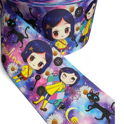 3 Yards 7.5cm-3inch Buttons Eyes   Printed Grosgrain