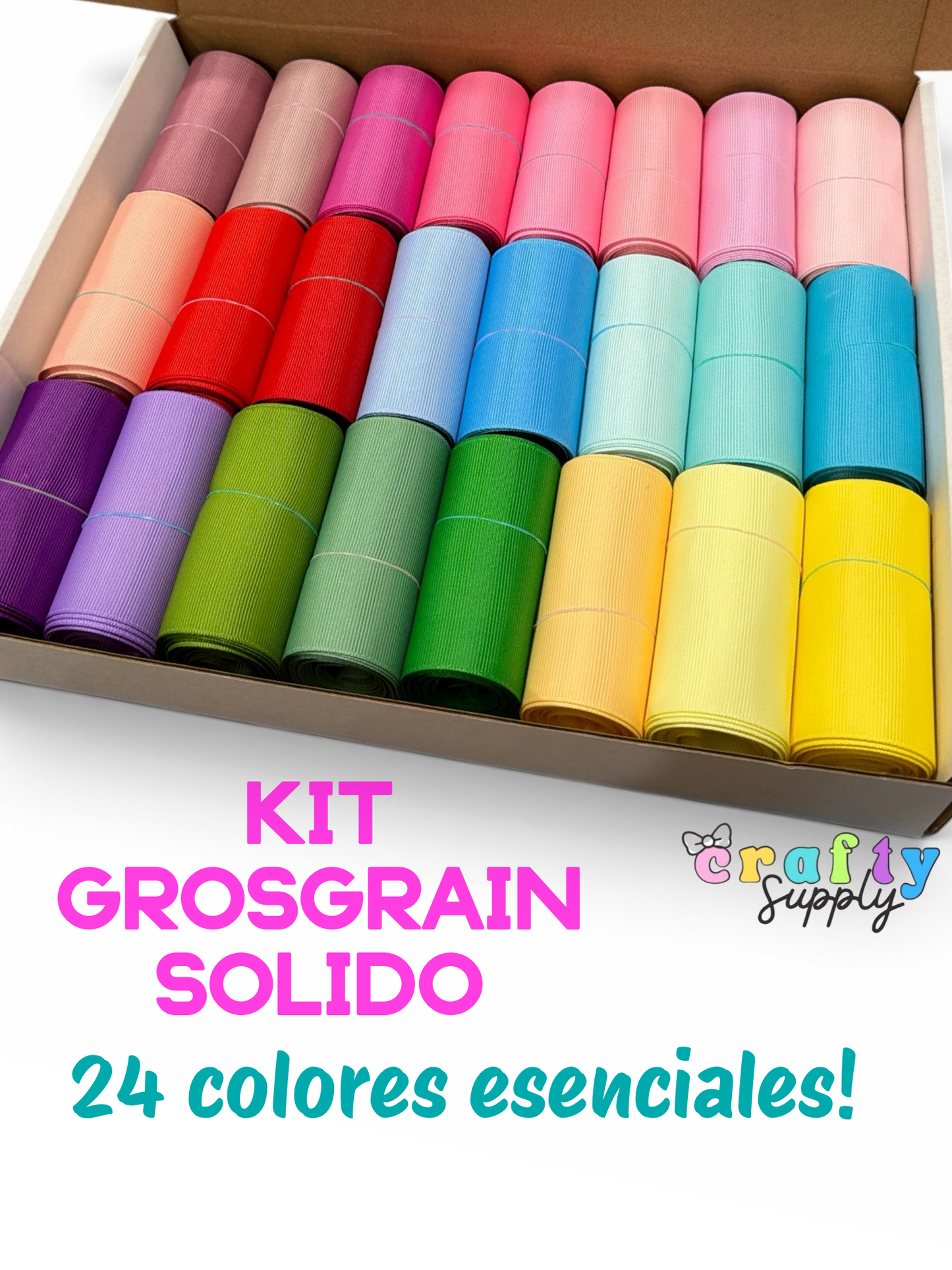 Essential Kit Solid Grosgrain Ribbon 72 yards-24 Colors