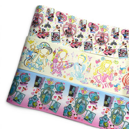 Bow Boutique Starter Box -22 yards Variety Ribbon 7.5cm/3inch +18 resins +1 crystal mesh strip + 5 DTF ready to press Transfers Pegatinas 7.5cm-3inchz