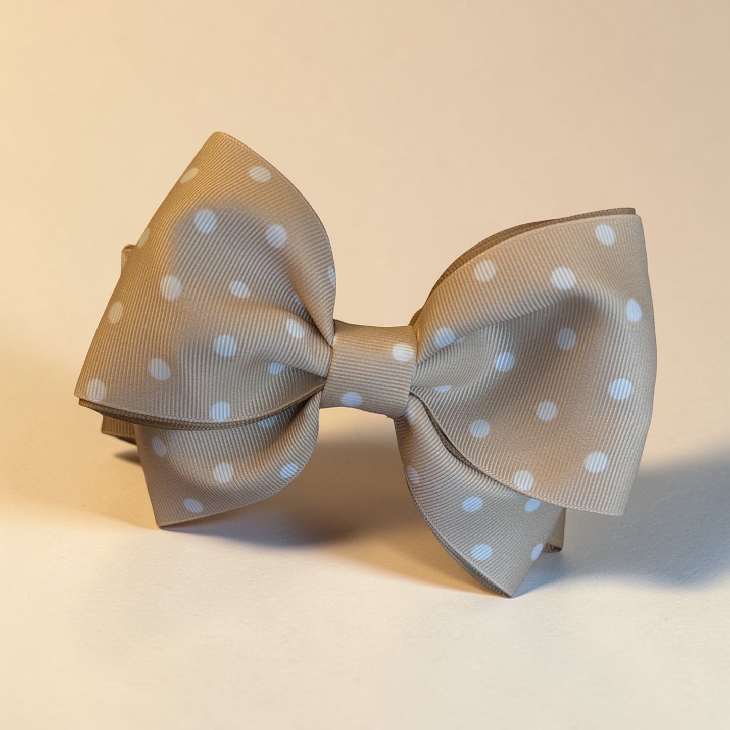 Jumbo Minnie Style Hair Bow Polka Dots Cream