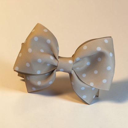 Jumbo Minnie Style Hair Bow Polka Dots Cream