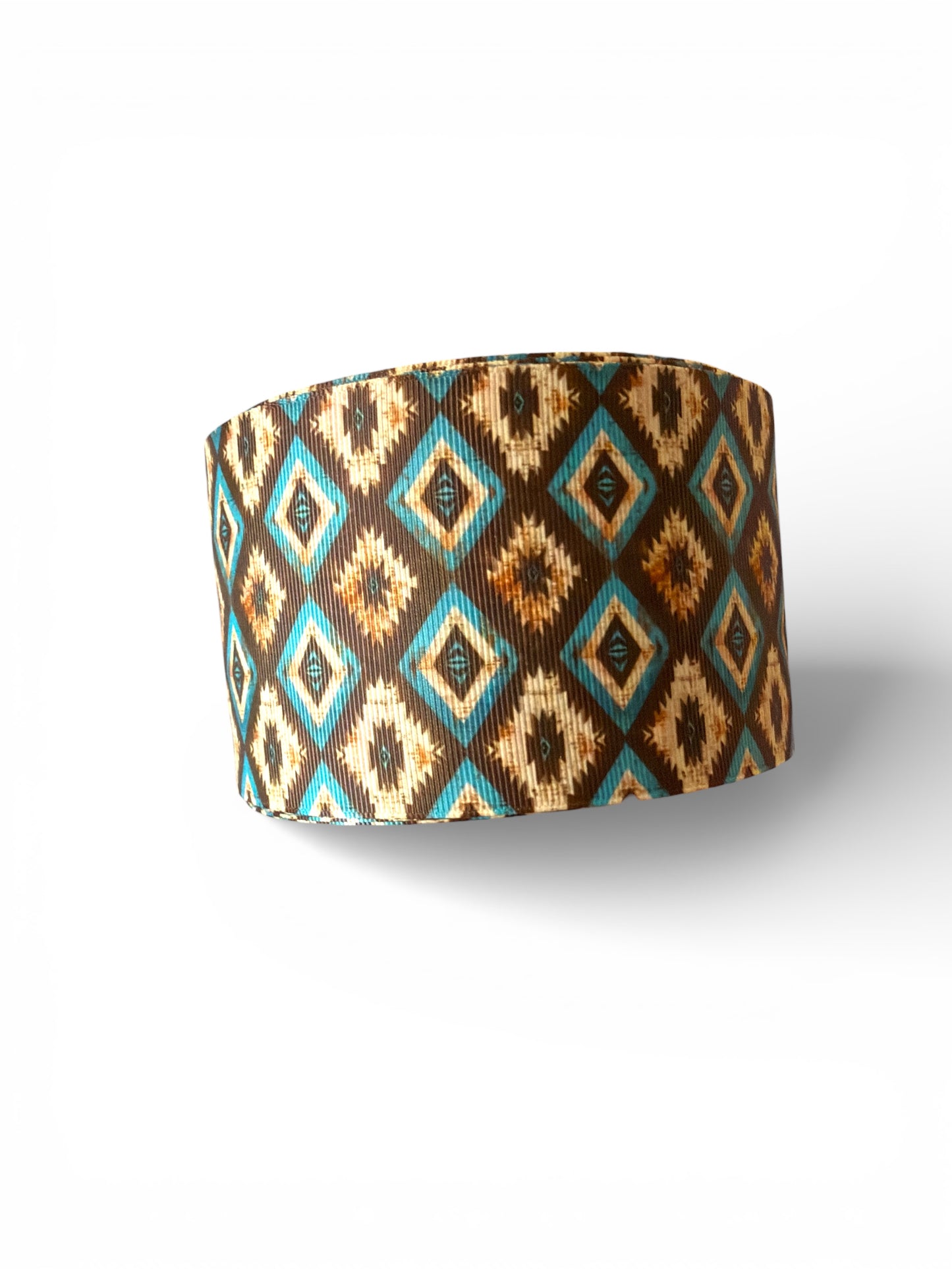 3 yards Brown Turquoise Native Print Ribbon