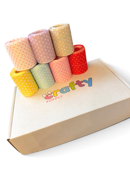 21 Yards 5cm/2in wide Pastels Polka Dots 3 yards of each color