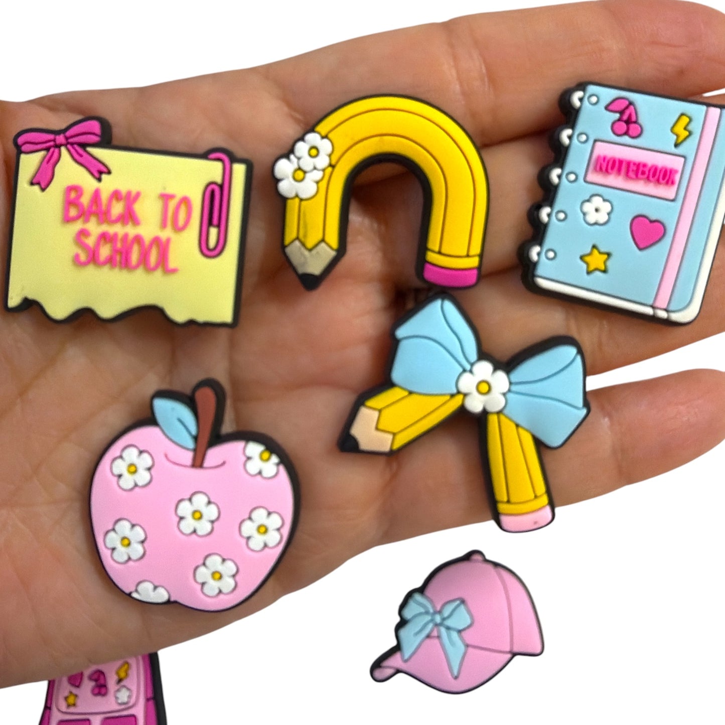 9pcs School Coquette Theme Flat Charms.