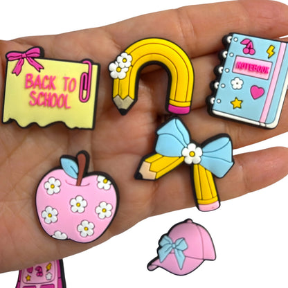 9pcs School Coquette Theme Flat Charms.