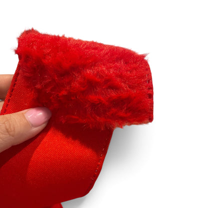 1 yard 7.5cm/3inch wide Plushie Fur Ribbon Red