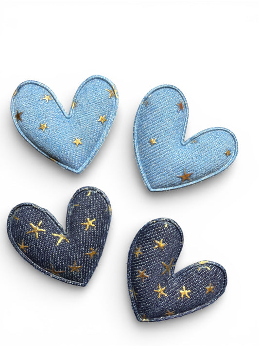 4 pcs plush Hearts Denim Gold Star Set