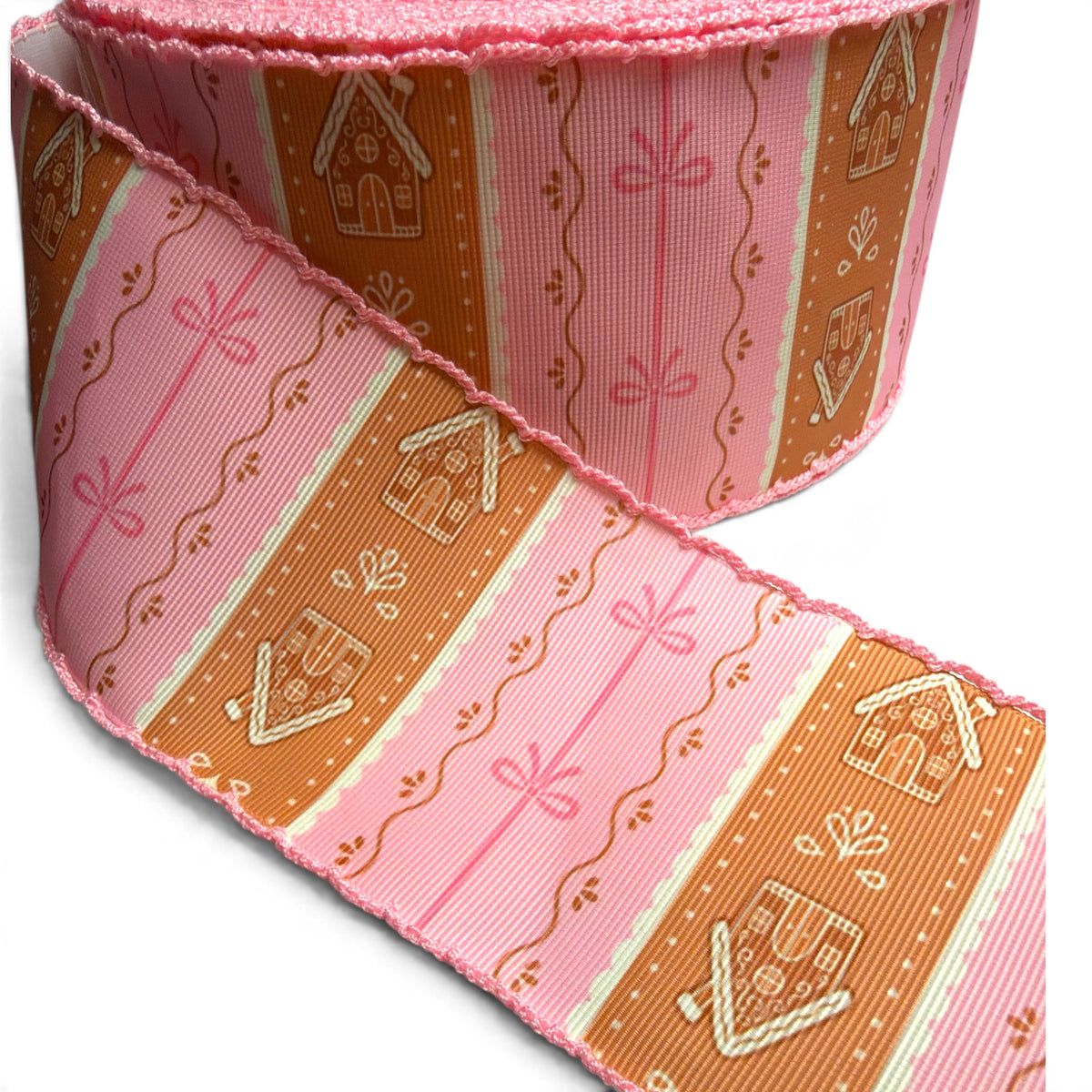 3 Yards 7.5cm-3inch  Sweet Gingerbread House Moonstich Vintage Printed Grosgrain SKU  PRNT03