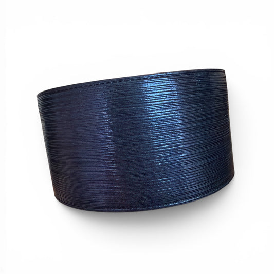 1 yard Navy Blue Rain  Metallic Fabric Ribbon 7.5cm/3inch