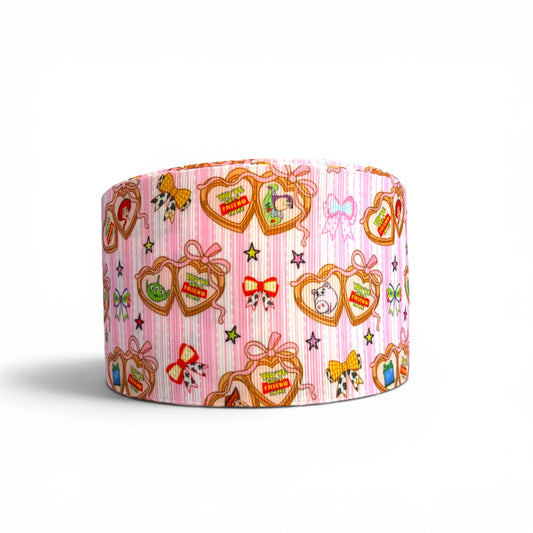 3 Yards  Friends Hearts 7.5cm /3inch Ribbon Printed Grosgrain