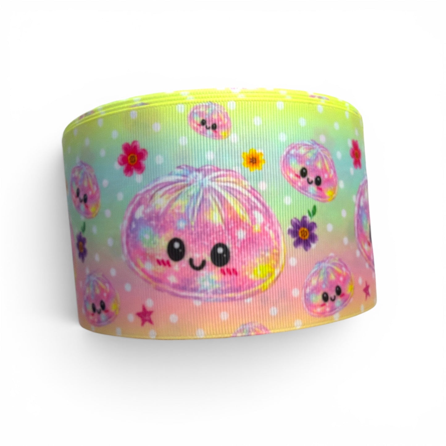 3 Yards  Jumbo Dumpling 7.5cm /3inch Ribbon Printed Grosgrain