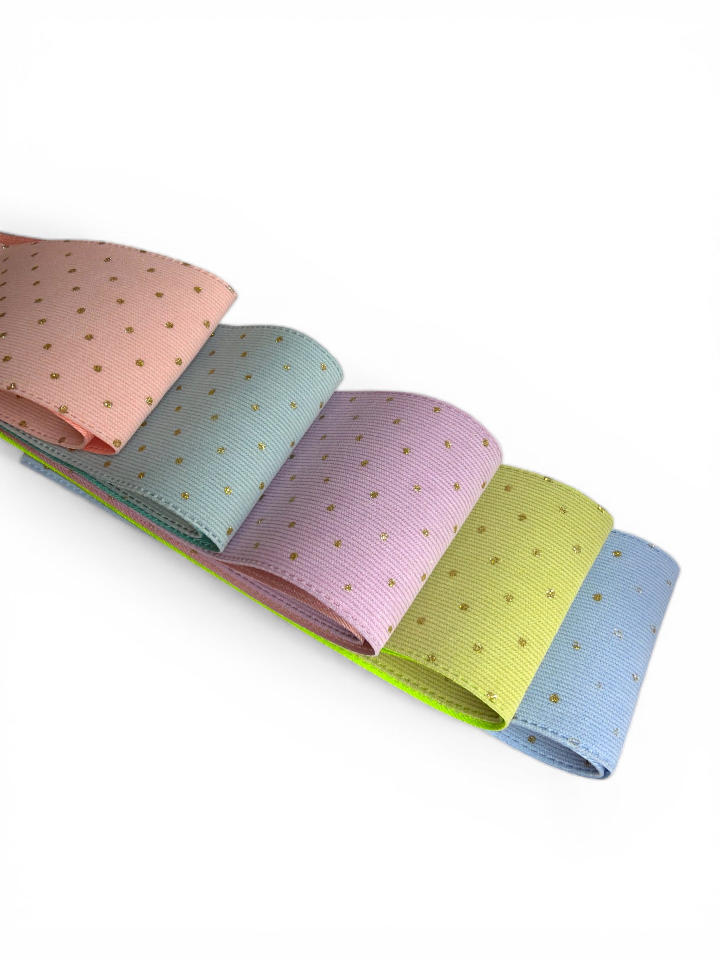 5 yards Set Corduroy Gold Glitter Polka Dots Pastels