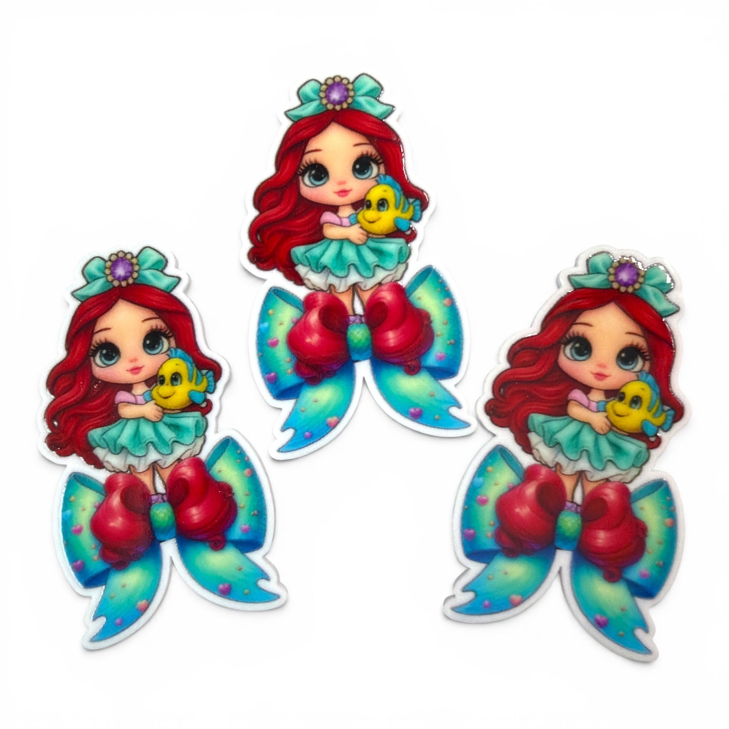 3 Resins 5cm Epoxy Finish  Mermaid Magic Bow