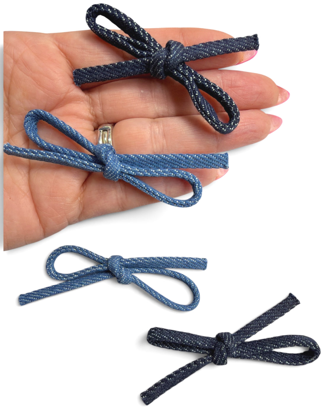 Denim Bow Knots 4 Pcs