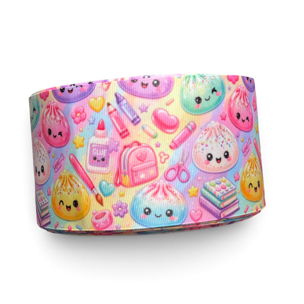 3 Yards 7.5cm m/3inch School Dumplings Printed Grosgrain