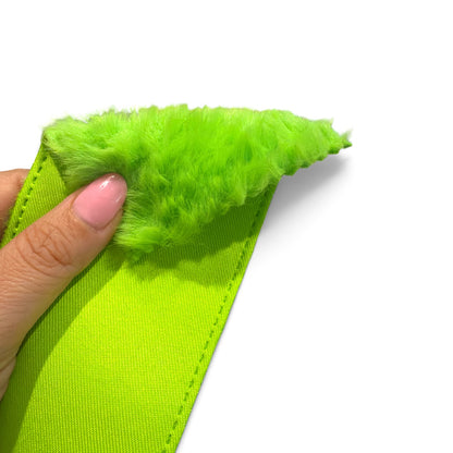 1 yard 7.5cm/3inch wide Plushie Fur Ribbon Grinch Green