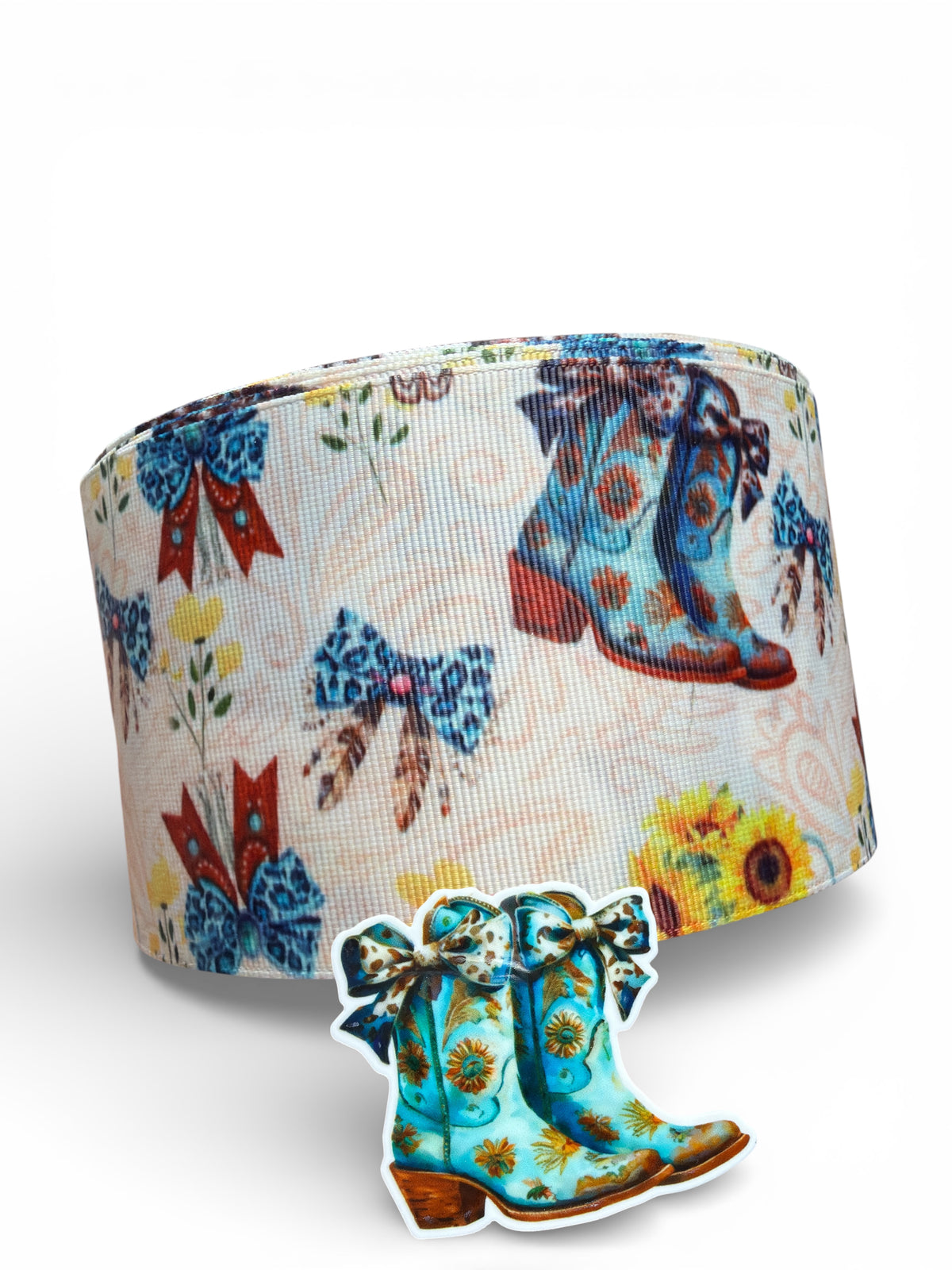 1 YARD 7.5cm NO RESIN Ribbon Turquoise Boots SKU XTRA