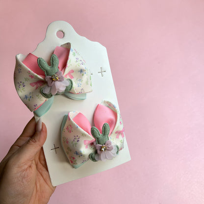 Set of 2 Bows Coquette Bunny Pairs