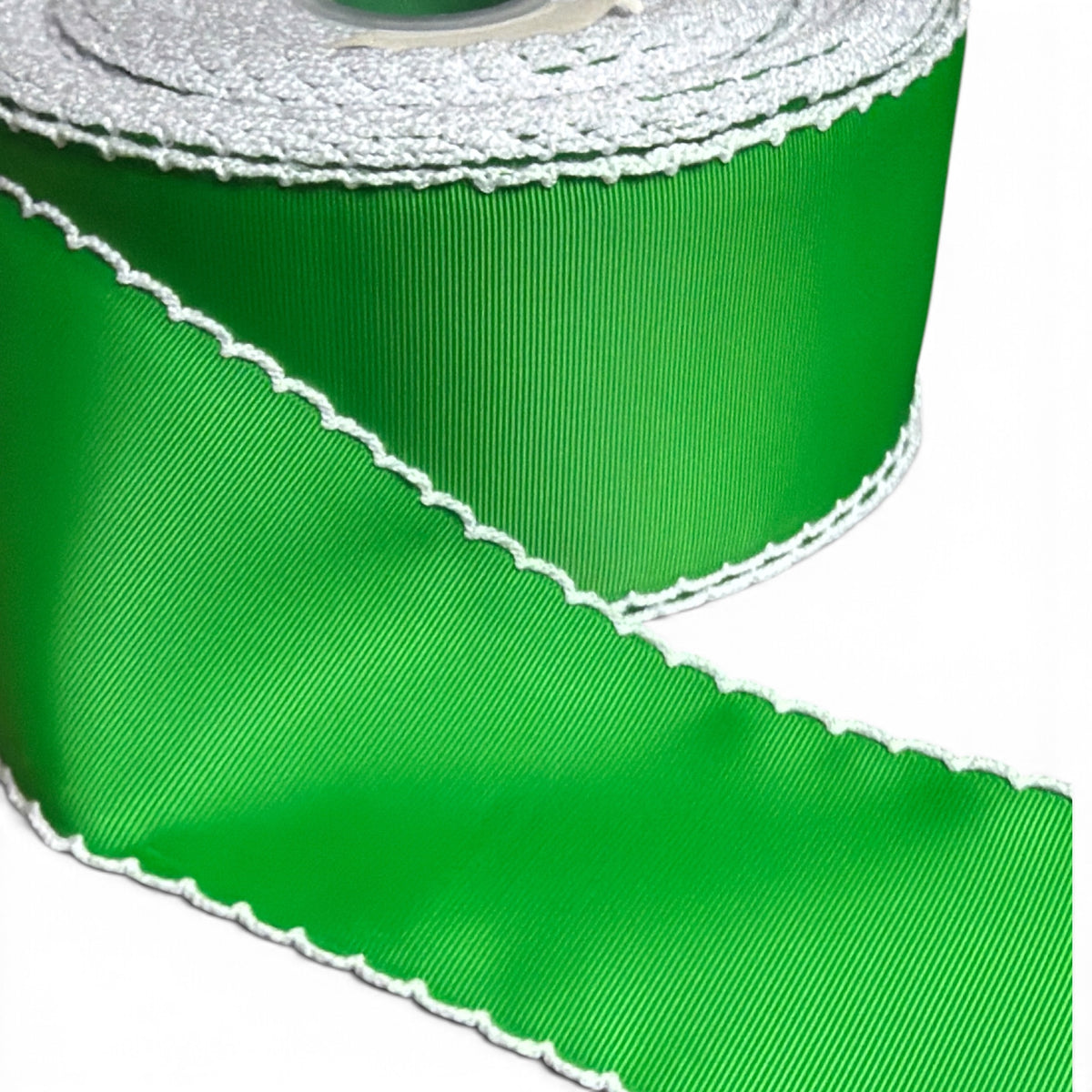 3 Yards 7.5cm-3inch  Moonstich Green Grosgrain