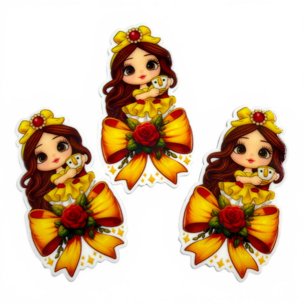 3 Resins 5cm Epoxy Finish - Belle Princess  Magic Bow