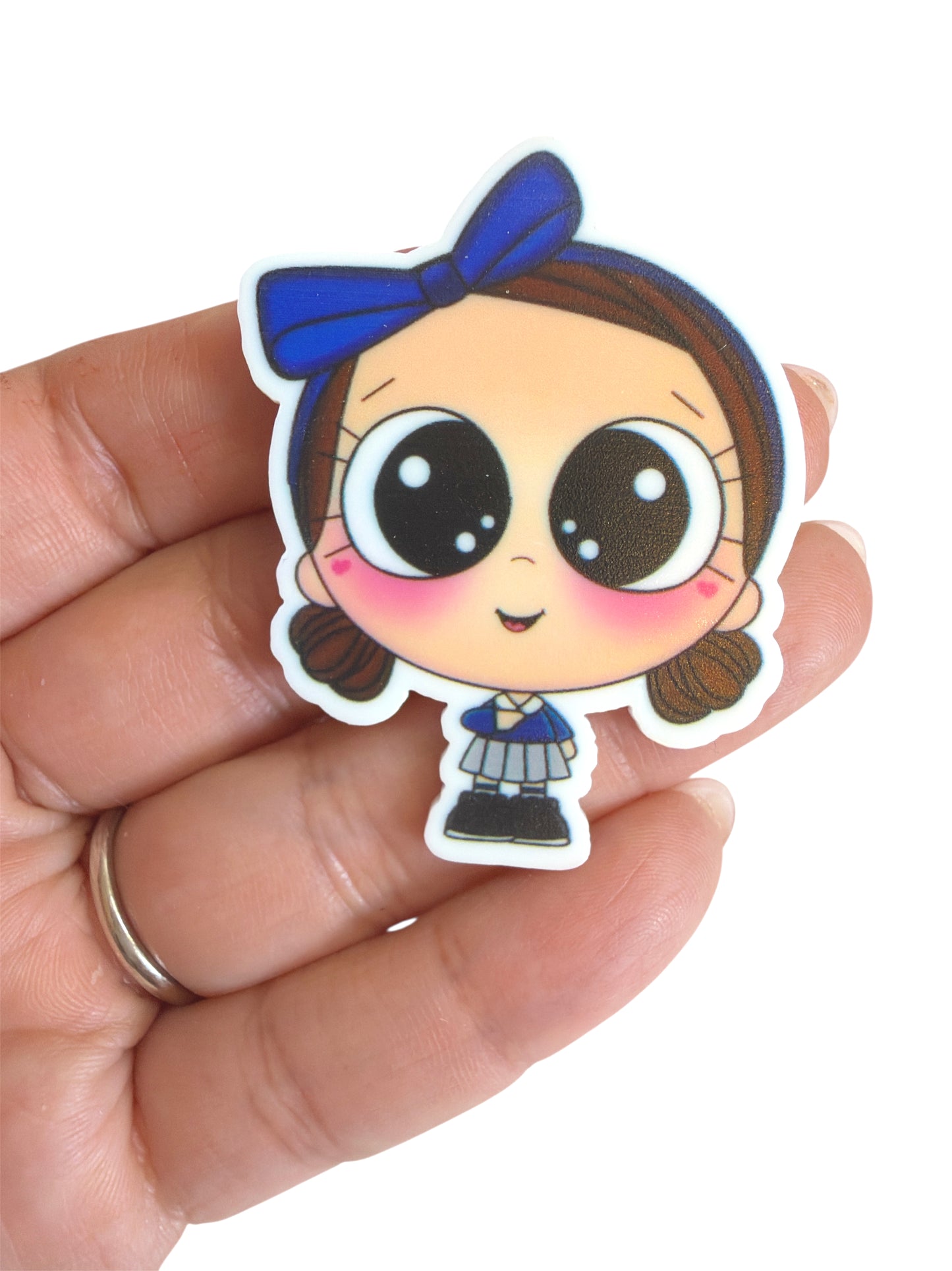 5cm Blue Bow School Girl Resin