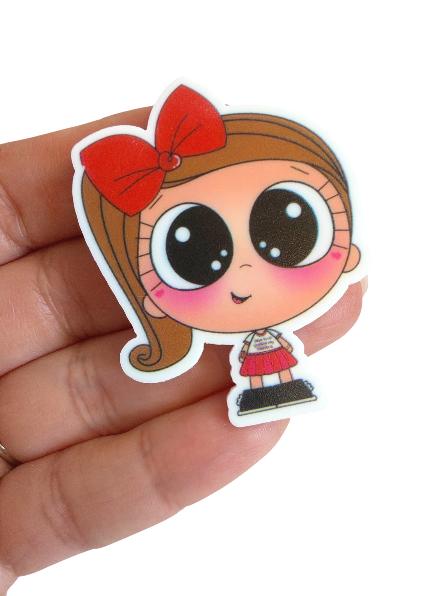 5cm Red Bow School Girl Resin