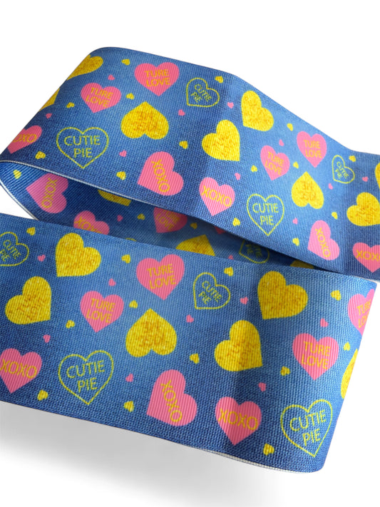 7.5cm XOXO Hearts Denim  Ribbon 1 yard