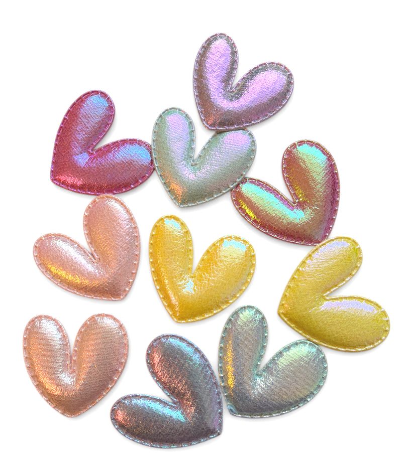 10pcs-Plush Heart Holographic Pastels