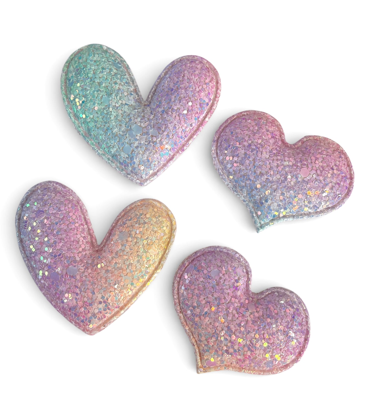 4pcs-Glitter Heart Rainbow Pastels