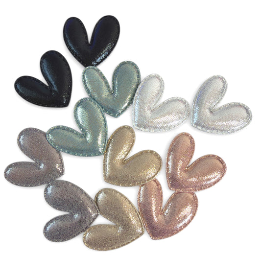 12pcs-Plush Heart Holographic Gold