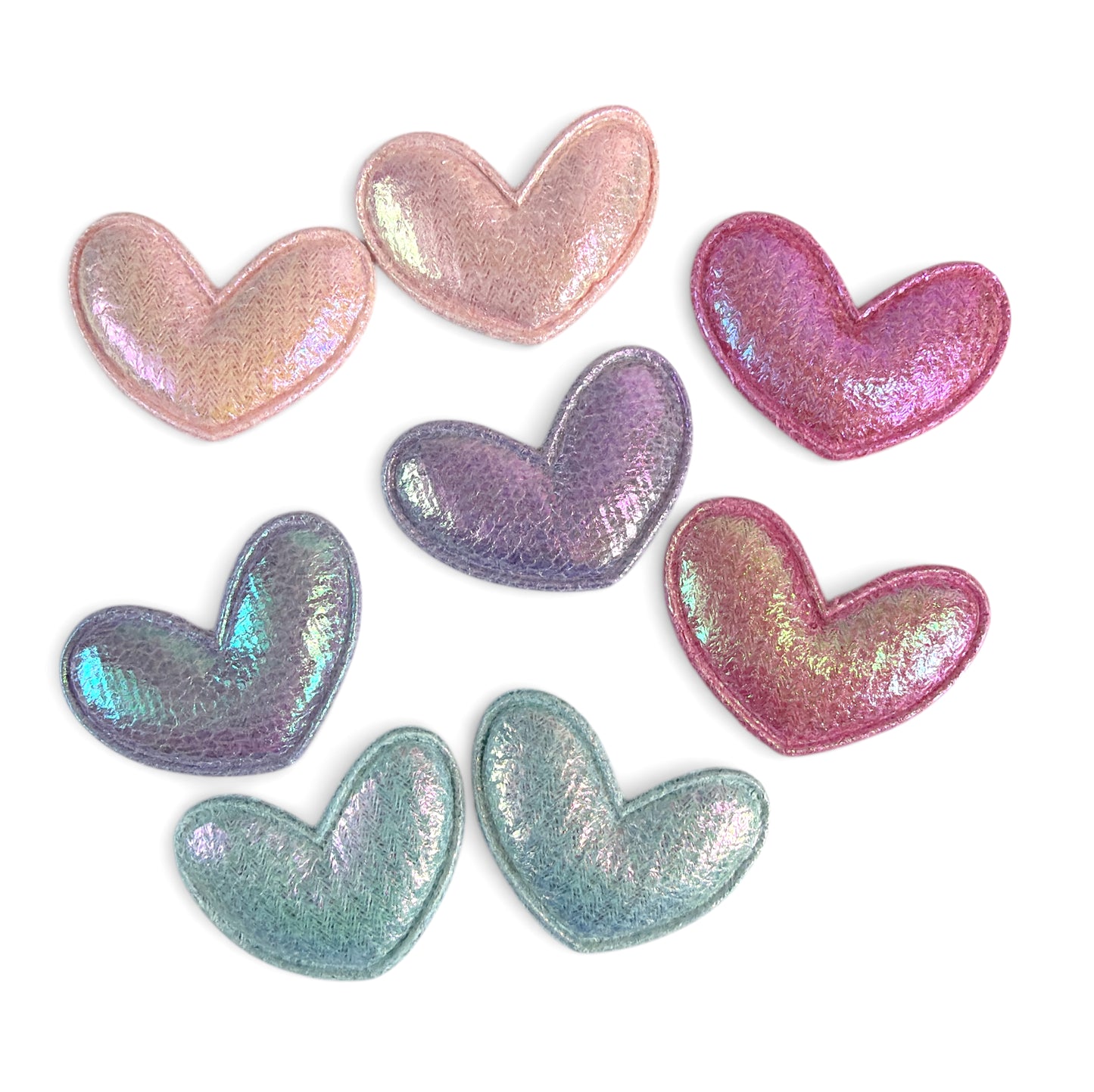 8pcs-Mini Plush Heart Holographic Pastels