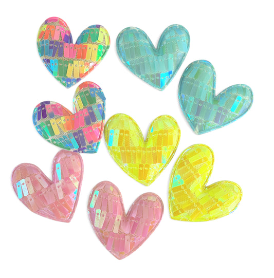 8 pcs-Big Sequin Heart