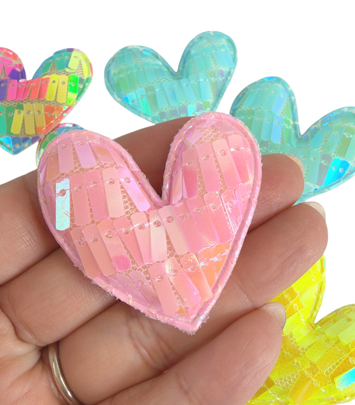 8 pcs-Big Sequin Heart