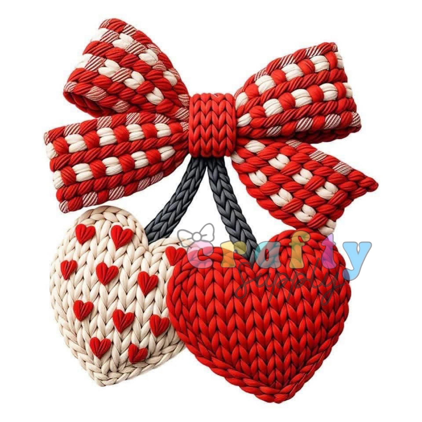 #249 Transfer DTF Heart Cherry Yarn Styke