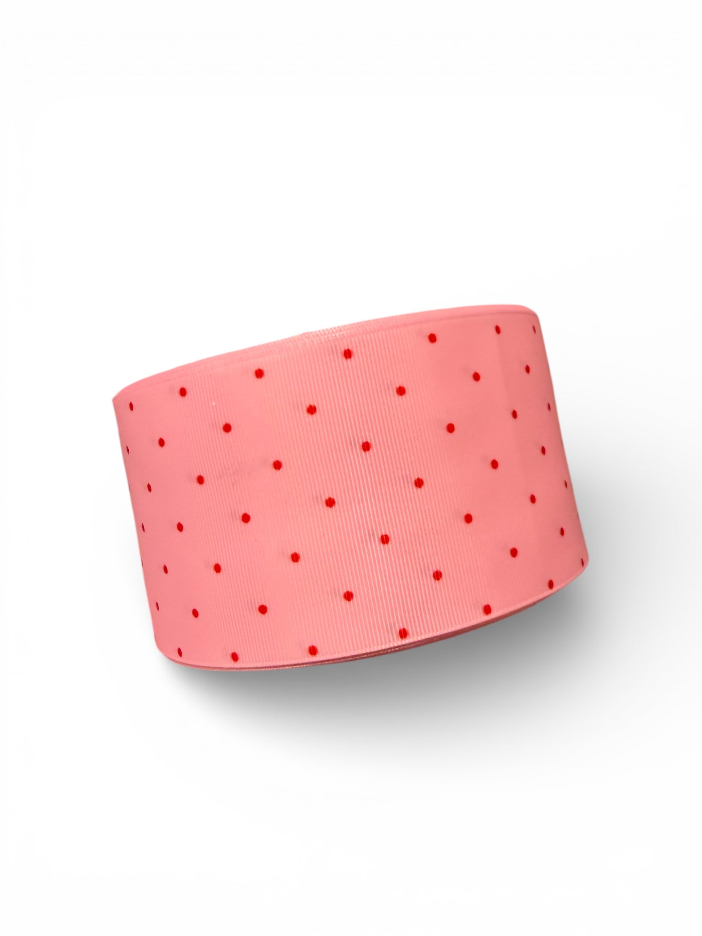 7.5cm Cream Pink with red Polka Dots Ribbon