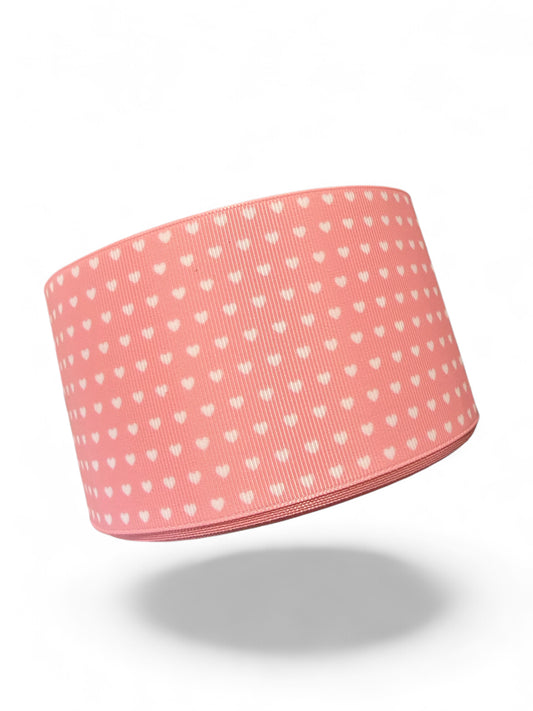 7.5cm Creamy Pink Hearts Ribbon