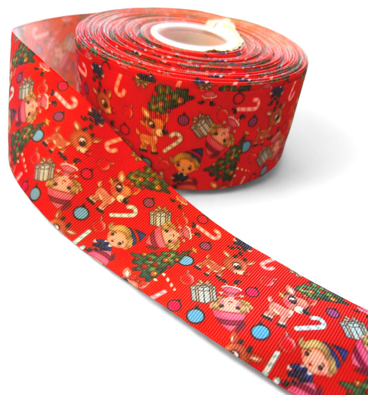 5cm/2inch Red Nose Reindeer Ribbon 1 yard
