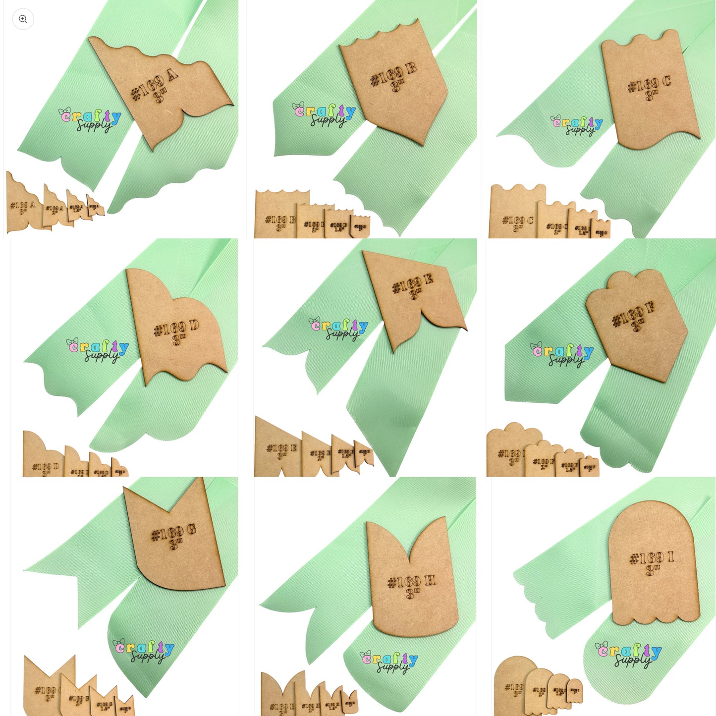 #169-9 Sets Ribbon Edges MDF templates