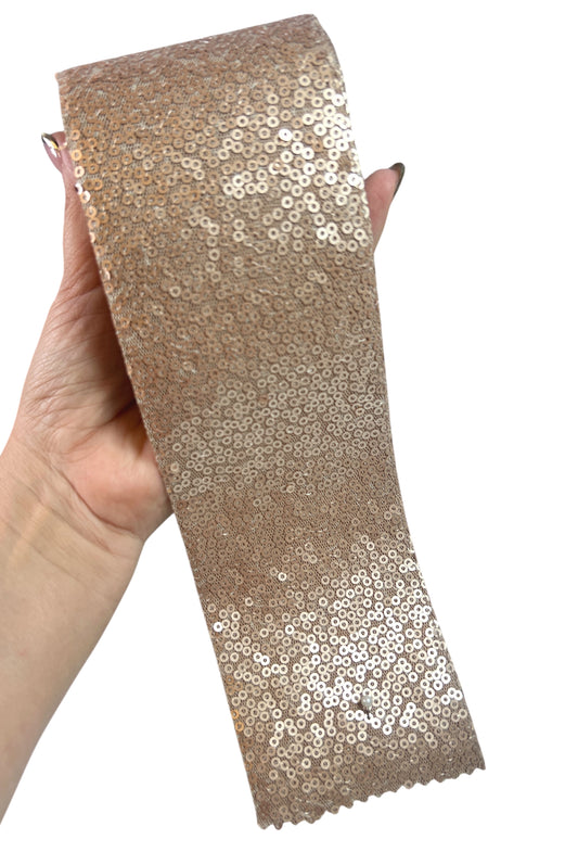7.5cm Sequin Matte Light Golden Brown Ribbon  1 Yard